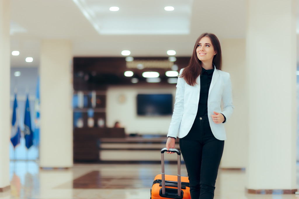 female on a business travel