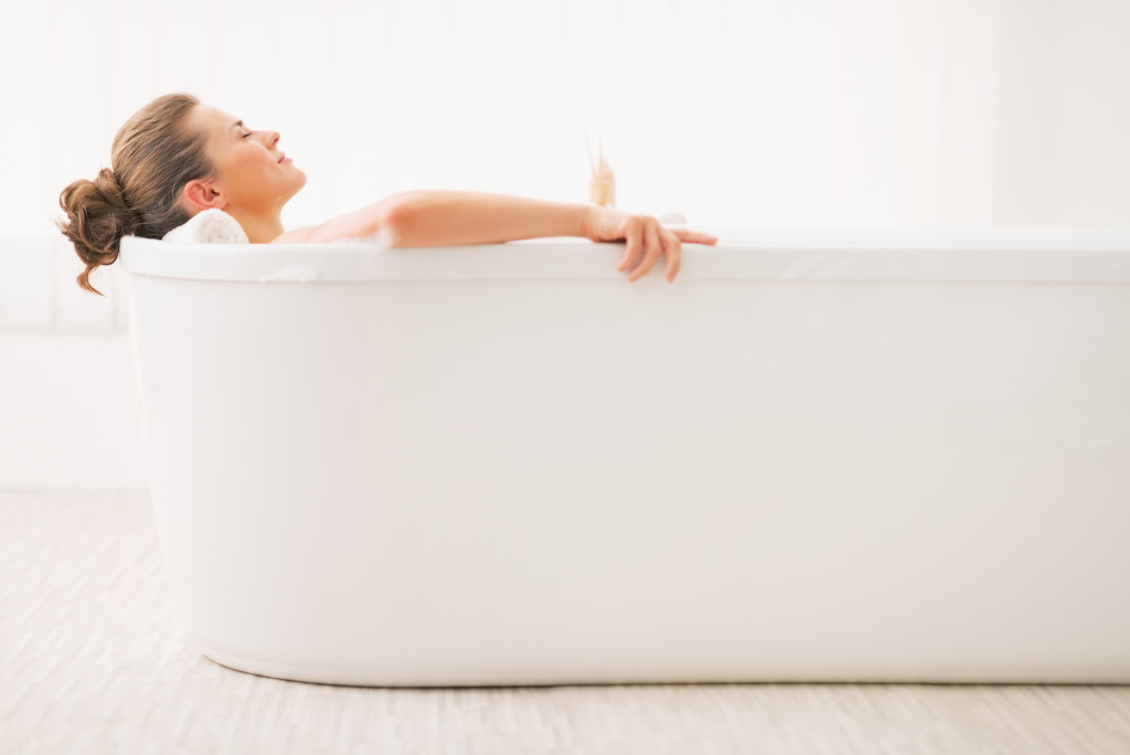 a woman in a tub