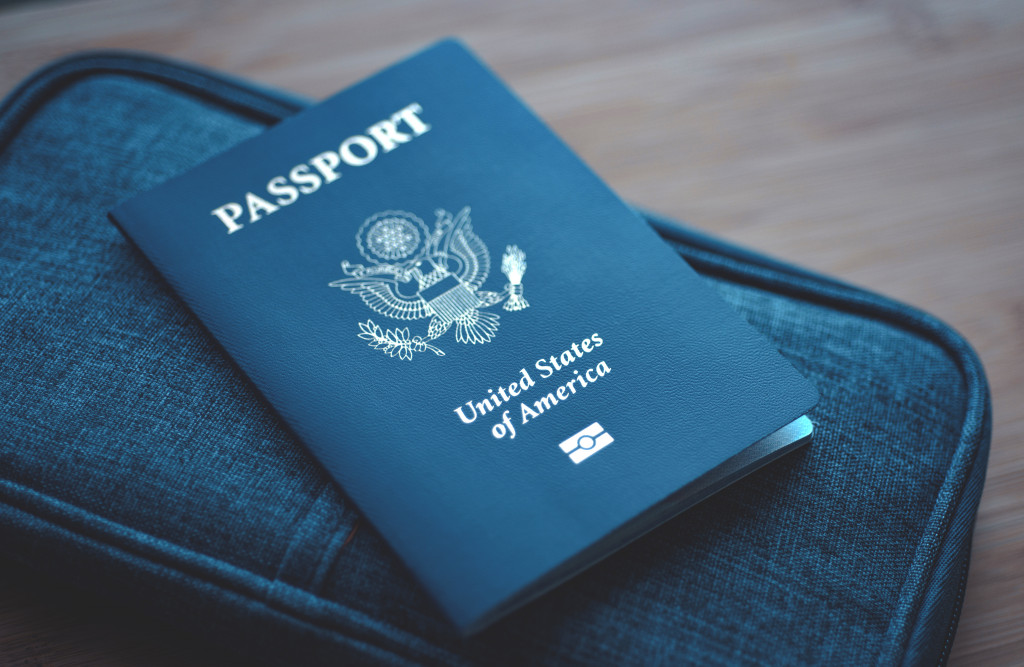 Passport on a bag